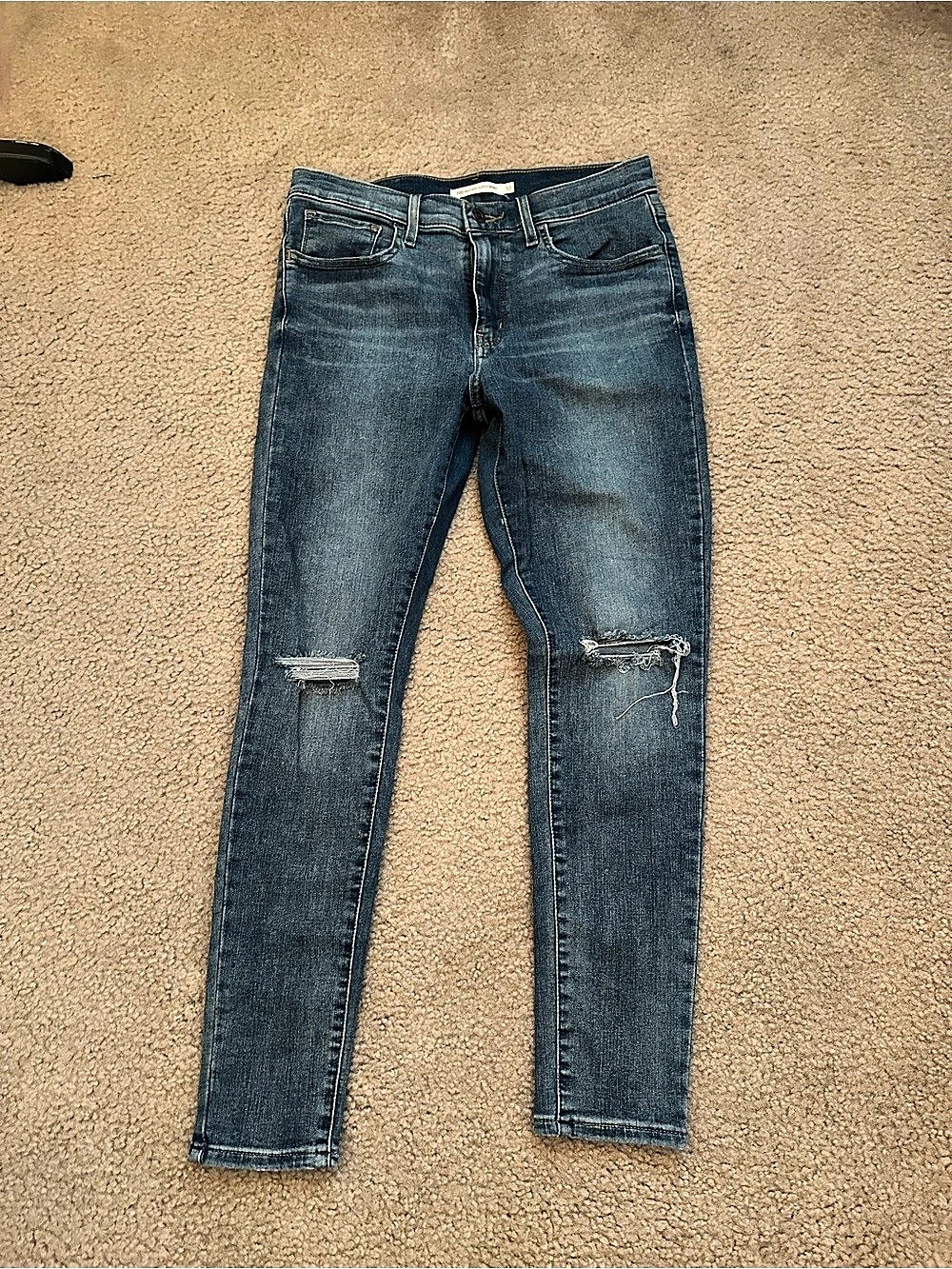 Levi's 720 High Rise Super Skinny Distressed Skinny Jeans in Blue Waist 30